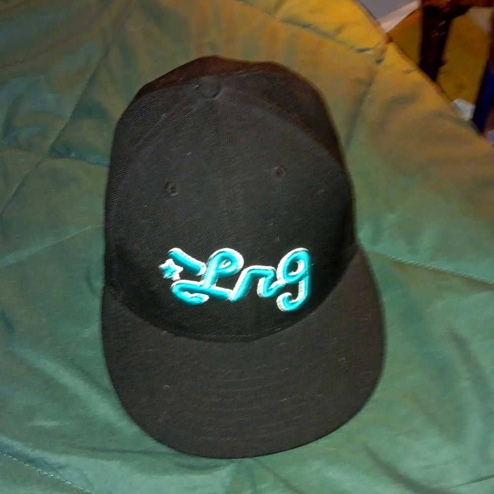 LRG black and blue fitted hat